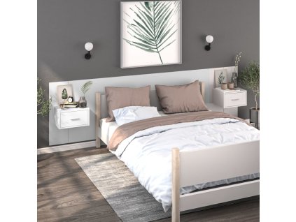 vidaXL Nástenné nočné stolíky 2 ks biele