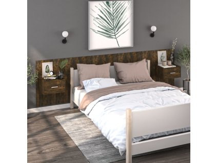 vidaXL Nástenné nočné stolíky 2 ks, tmavý dub