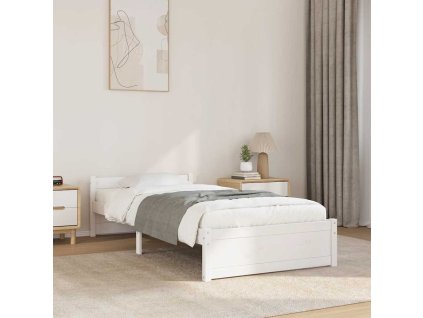 vidaXL Posteľný rám, biely, drevený masív 90x190 cm, jednolôžko