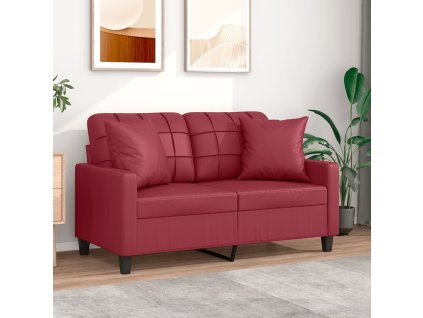vidaXL 2-miestna pohovka s vankúšmi vínovočervená 120 cm umelá koža
