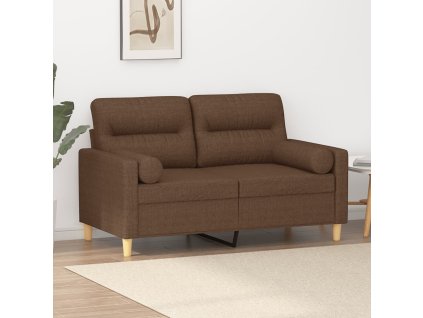 vidaXL 2-miestna pohovka s vankúšmi hnedá 120 cm látka