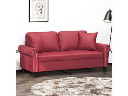 vidaXL 2-miestna pohovka s vankúšmi vínovočervená 140 cm umelá koža