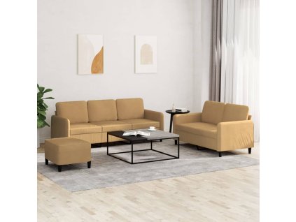 vidaXL 3-dielna sedacia súprava hnedá zamat