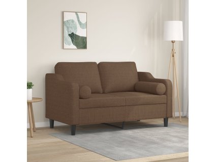 vidaXL 2-miestna pohovka s vankúšmi hnedá 120 cm látka
