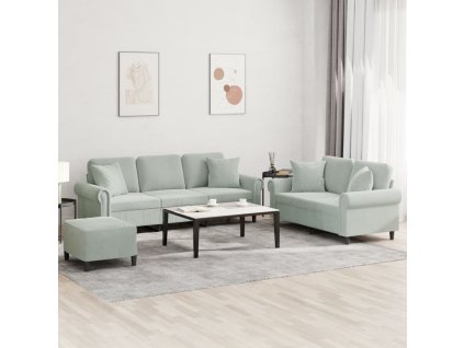 vidaXL 3-dielna sedacia súprava s vankúšmi bledosivá zamat