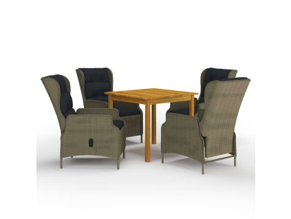 vidaXL 5-dielna záhradná jedálenská súprava hnedá