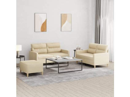 vidaXL 3-dielna sedacia súprava s vankúšmi krémová látka