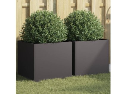 vidaXL Kvetináče 2 ks čierne 42x40x39 cm oceľ