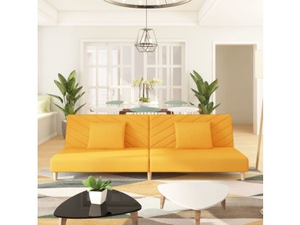 vidaXL 2-miestna rozkladacia pohovka s 2 vankúšmi, žltá, látka