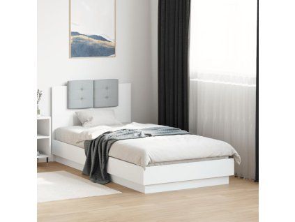 vidaXL Posteľný rám s čelom biely 90x190 cm kompozitné drevo