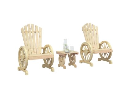 vidaXL 3-dielna záhradná sedacia súprava jedľový masív