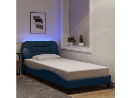 vidaXL Posteľ s LED bez matraca Modrá 80x200 cm Látka