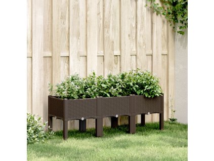 vidaXL Záhradný kvetináč s nohami hnedý 120x40x42 cm PP