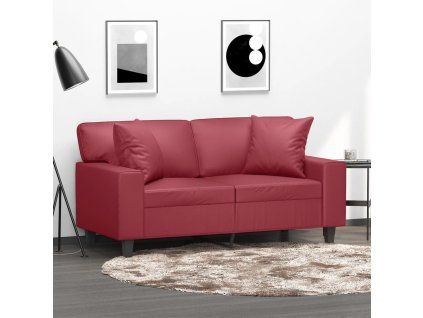 vidaXL 2-miestna pohovka s vankúšmi vínovočervená 120 cm umelá koža