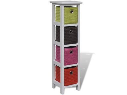 vidaXL Skladovací regál s farebnými košíkmi, drevo paulovnie