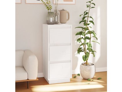 vidaXL Komoda biela 32x34x75 cm borovicový masív