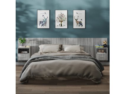 vidaXL Nástenné nočné stolíky 2 ks, sivý dub sonoma