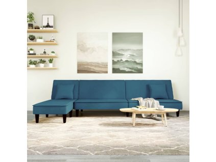 vidaXL Pohovka v tvare L modrá 255x140x70 cm zamat