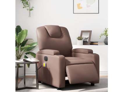 vidaXL Elektrické masážne sklápacie kreslo hnedé umelá koža