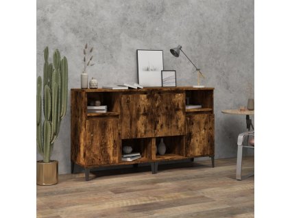 vidaXL Komody 2 ks dymový dub 60x35x70 cm kompozitné drevo