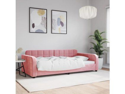 vidaXL Denná posteľ ružová 100x200 cm zamat