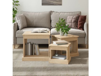 vidaXL Konferenčné stolíky 3 ks, dub sonoma, kompozitné drevo