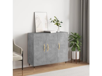 vidaXL Komoda betónová sivá 90x34x80 cm kompozitné drevo