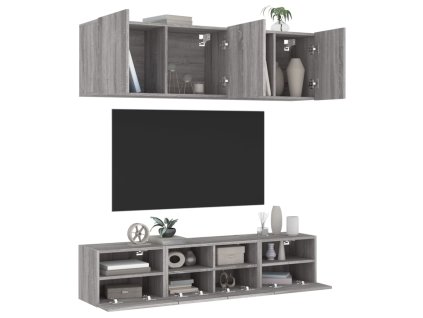 vidaXL 5-dielne TV nástenné skrinky sivý dub sonoma kompozitné drevo