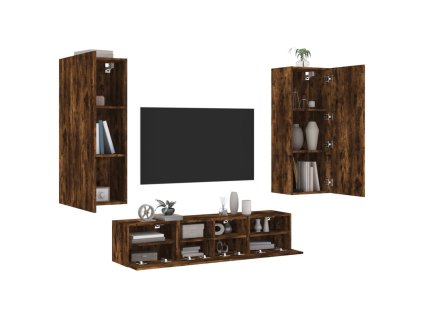 vidaXL 5-dielne TV nástenné skrinky dymový dub kompozitné drevo