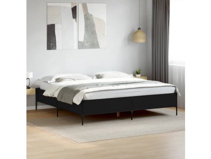 vidaXL Posteľný rám čierny 200x200 cm kompozitné drevo a kov