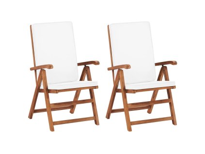 vidaXL Sklápacie záhradné stoličky+podložky 2 ks tíkový masív, krémové