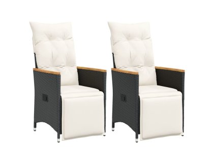 vidaXL Sklápacie záhradné stoličky 2 ks s vankúšmi čierne polyratan