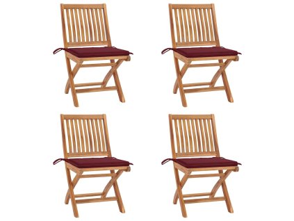 vidaXL Skladacie záhradné stoličky s podložkami 4 ks tíkový masív