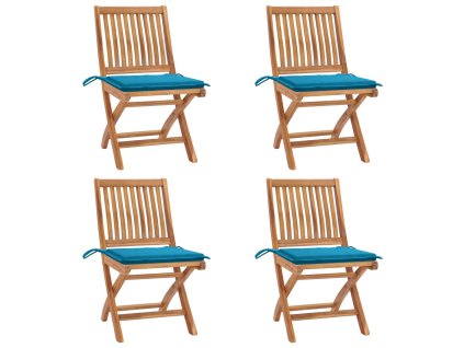 vidaXL Skladacie záhradné stoličky s podložkami 4 ks tíkový masív