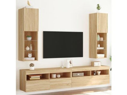 vidaXL TV skrinky s LED svetlami 2 ks dub sonoma 30,5x30x102 cm