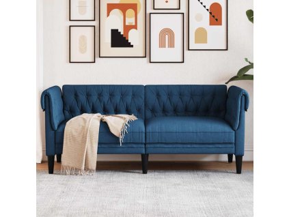 vidaXL Pohovka Chesterfield 2-miestna modrá látka