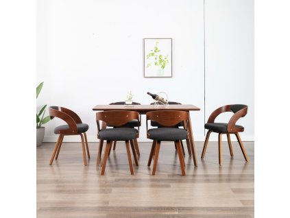 vidaXL Jedálenské stoličky 6 ks tmavosivé ohýbané drevo a látka