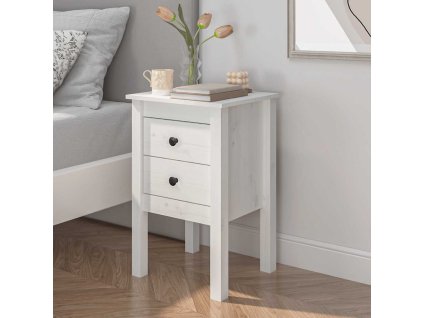 vidaXL Nočný stolík biely 40x35x61,5 cm masívne borovicové drevo