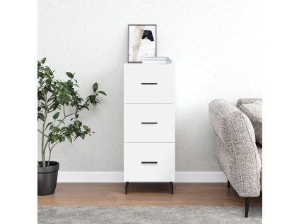 vidaXL Komoda biela 34,5x34x90 cm spracované drevo