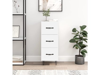 vidaXL Komoda biela 34,5x34x90 cm spracované drevo