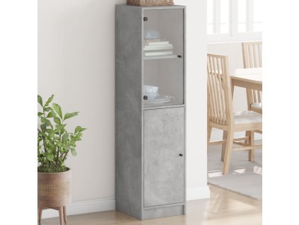 vidaXL Vysoká skrinka so sklenenými dverami betónovo sivá 35x37x142 cm
