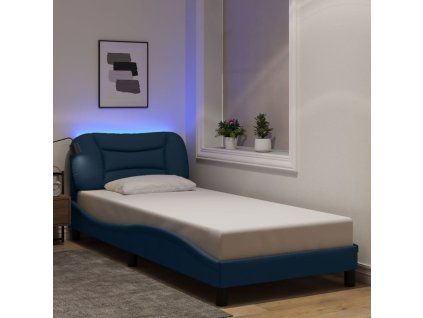 vidaXL Posteľ s LED bez matraca Modrá 90x200 cm Látka
