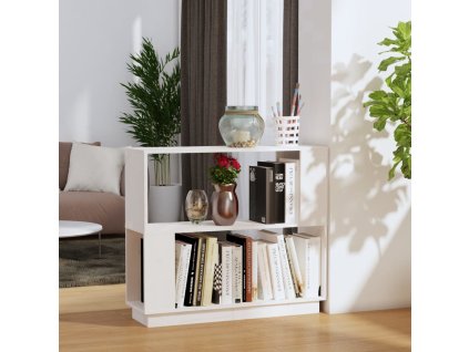 vidaXL Knižnica/deliaca stena biela 80x25x70 cm masívna borovica