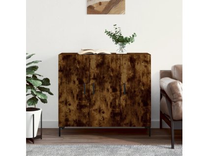 vidaXL Komoda dymový dub 90x34x80 cm kompozitné drevo