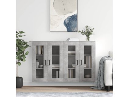 vidaXL Nástenné skrinky 2 ks betónové sivé kompozitné drevo