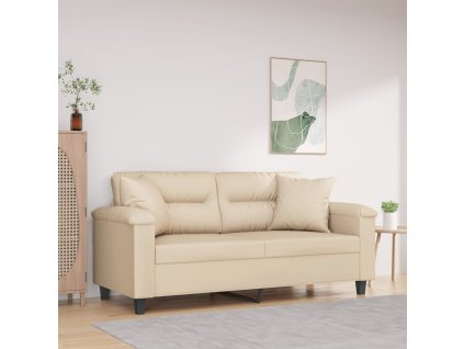 vidaXL 2-miestna pohovka s vankúšmi krémová 140 cm mikrovlákno