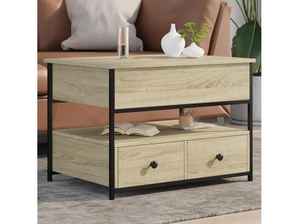 vidaXL Konferenčný stolík dub sonoma 70x50x50 cm kompozit. drevo a kov