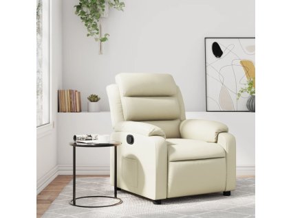 vidaXL Sklápacie kreslo, krémové, umelá koža