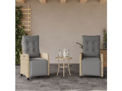 vidaXL Sklápacie záhradné kreslá 2 ks a podložky mix béžovej polyratan