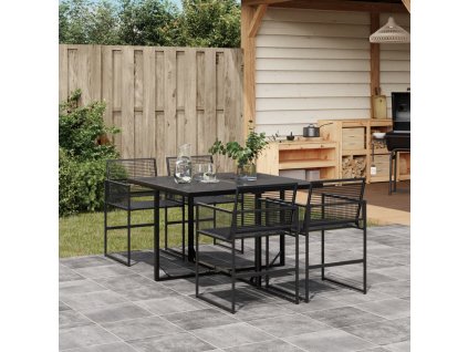 vidaXL 5-dielna záhradná jedálenská súprava čierna polyratan